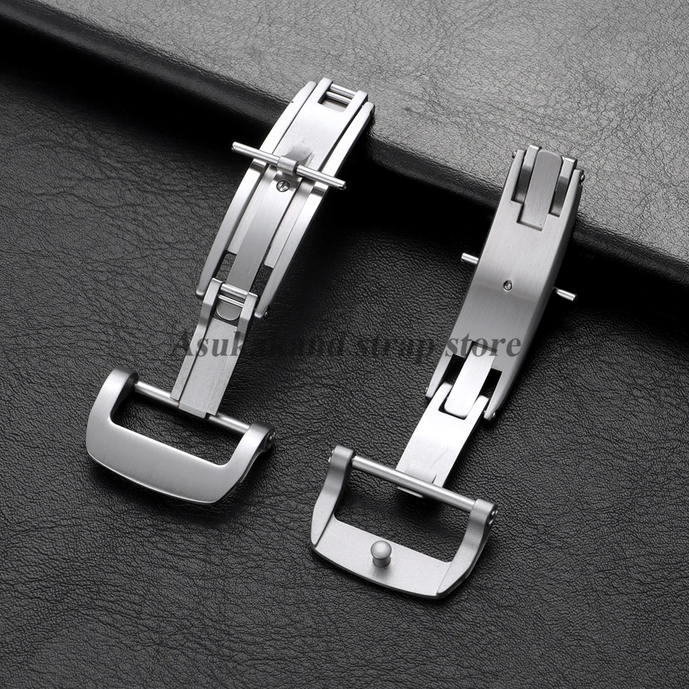 Cierre de acero inoxidable de 18mm y 20mm para Richard Mille, correa de cuero de goma, reloj de doble presión, botón de hebilla de mariposa plegable