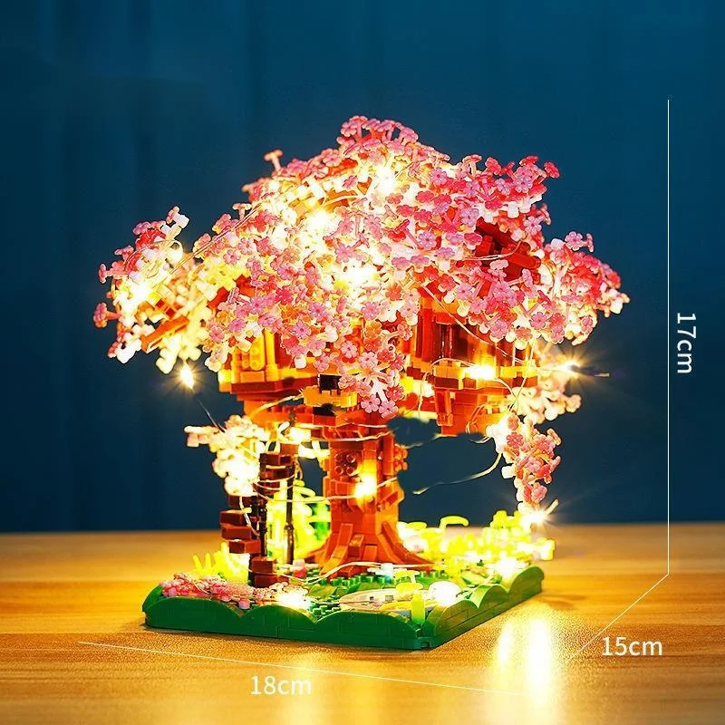 

Конструктор Sakura Tree House, микро строительный блок «сделай сам», вишневая улица, кирпич, рождественские игрушки для девочек, город Монтессори