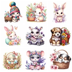 Cute little rabbit and puppy Heat Transfer patch for clothing DIY children's printing, used for clothing ironing applications