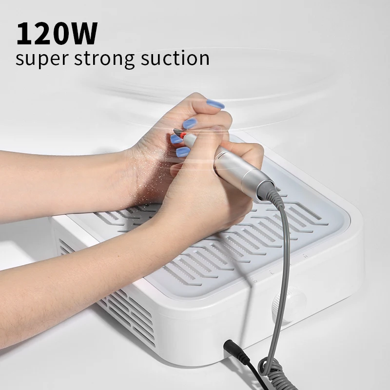 Turbine Brushless Nail Dust Remover ดูดแรง 120W เครื่องดูดฝุ่นเล็บสําหรับเล็บพร้อมตัวกรองแบบถอดได้ปรับความเร็วได้