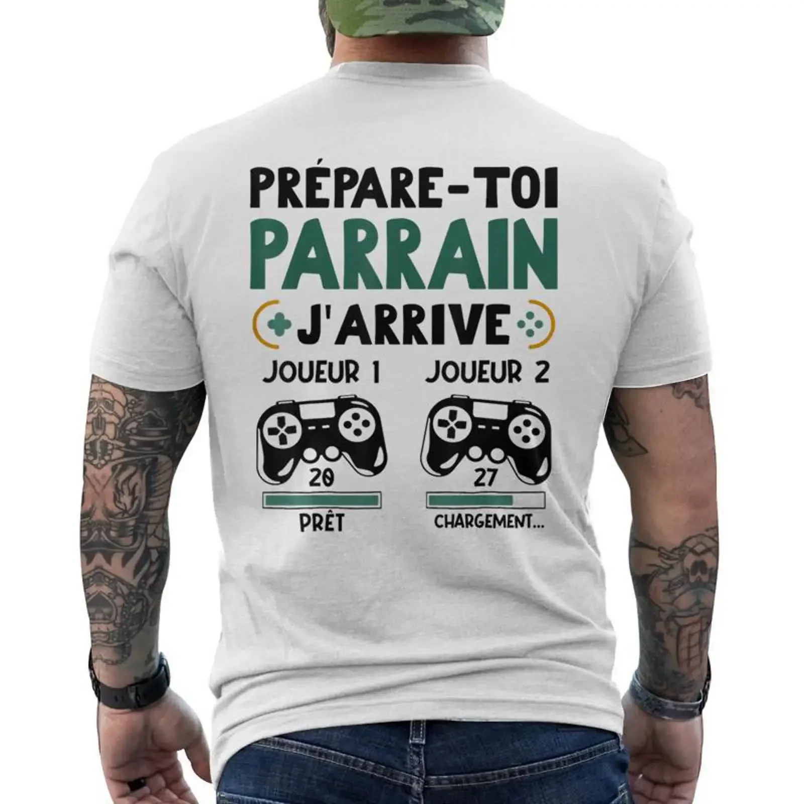 Niveau Parrain Débloqué 2027 Annonce Futur Gamer T shirt imprimé au dos Cadeauxyz vintage Washed Comfortable Soft Stylish
