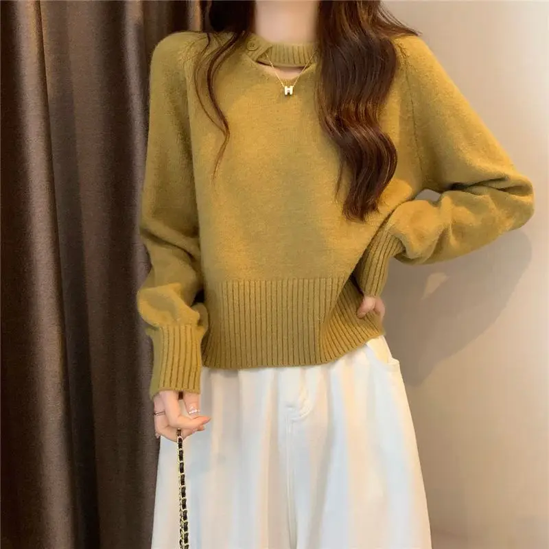 

Fashion Solid Color Loose Hollow Out Sweaters Women's Clothing 2023 Autumn Winter Knitted Commuter Pullovers All-match Tops