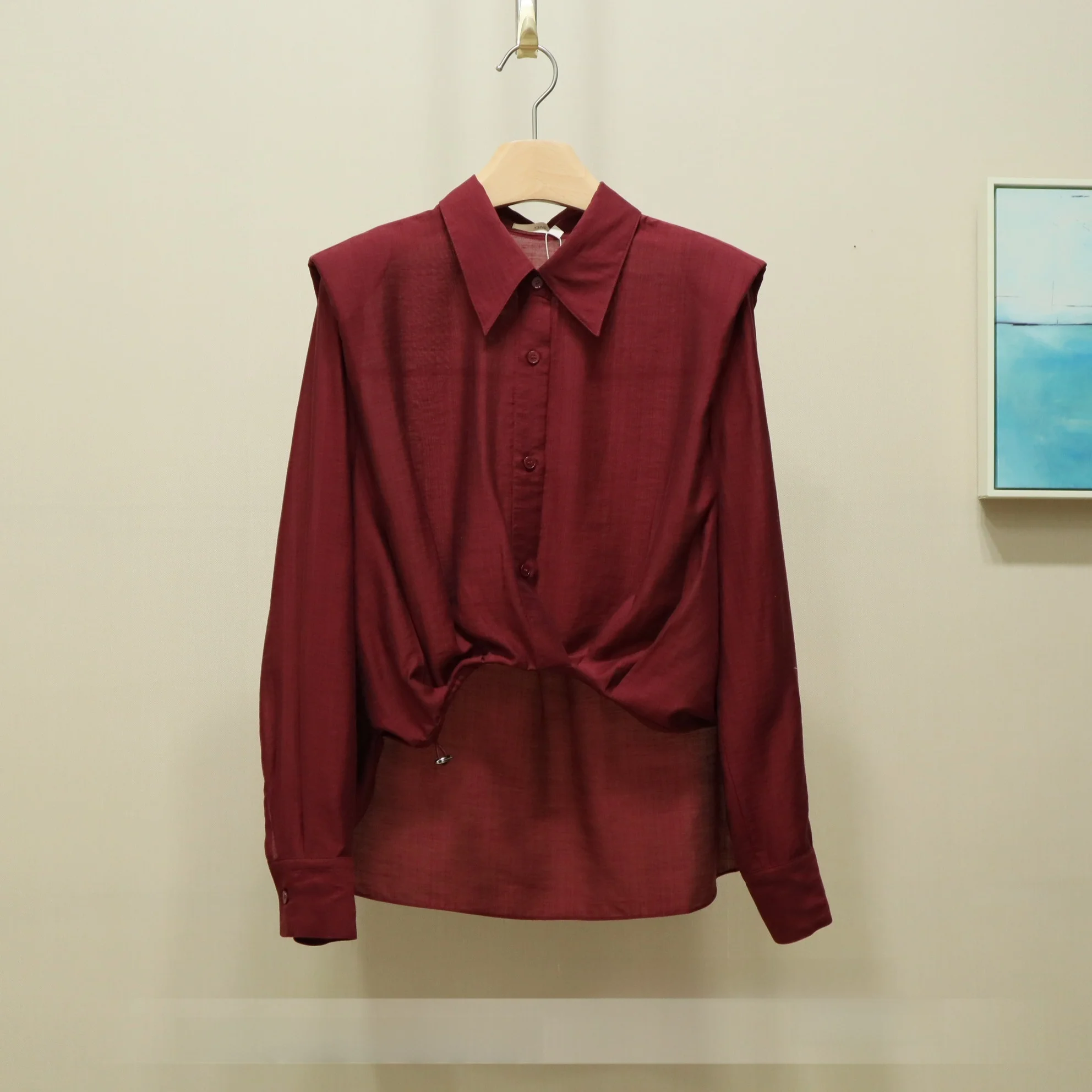 

Fashionable Shoulder Padded Top Versatile Casual Style Long Sleeve Women's Shirt Breathable Comfortable Fabric Spring New Arr...