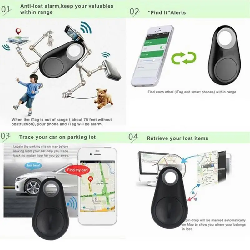 Pet GPS Tracker Anti-Lost Car Key Finder Smart Locator Tracking Device Item Tracker With Alarm Sensor For Kids Bags Wallets