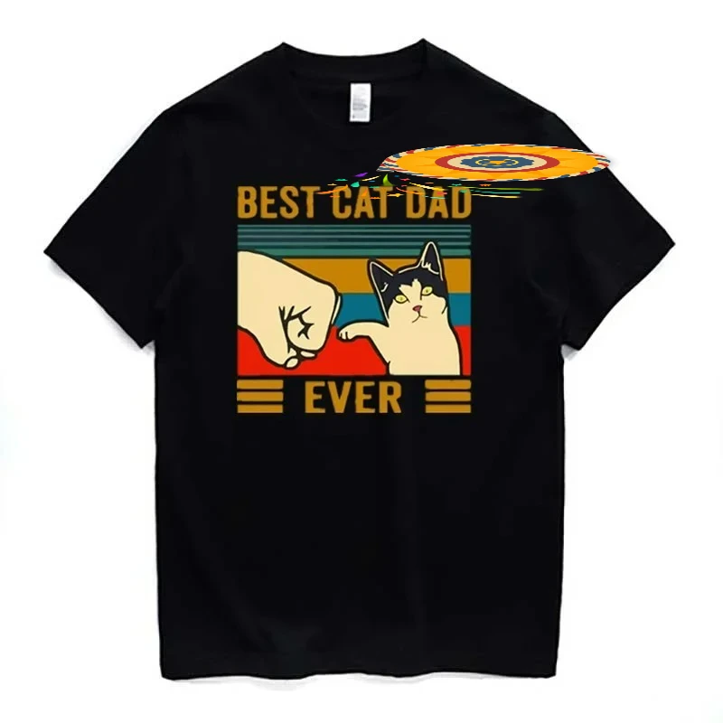 Best Cat Dad Over Fashion Men's T-Shirt 100% Cotton Short Sleeve Cute Animal Cat Lovers Unisex T-shirt Casual Street Clothes