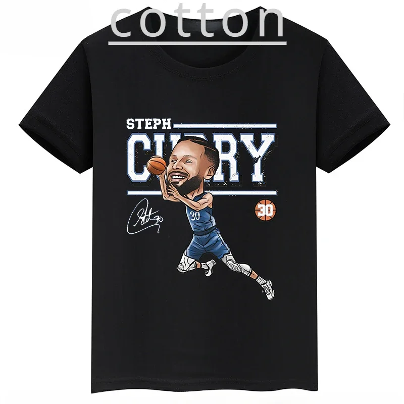 Stephen Curry Printed Children's Short-sleeved Summer Kid Cotton T-shirt Sports Black Tops Boys Girls Fans Clothes Baby Clothes