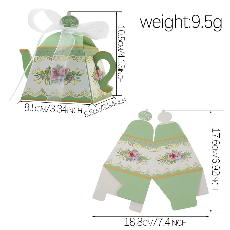 Floral Tea Party Favor Box Large Flower Teapot Gift Box Vintage Floral Pink Blue Teapot Box Tea Party Birthday Decorations view 3
