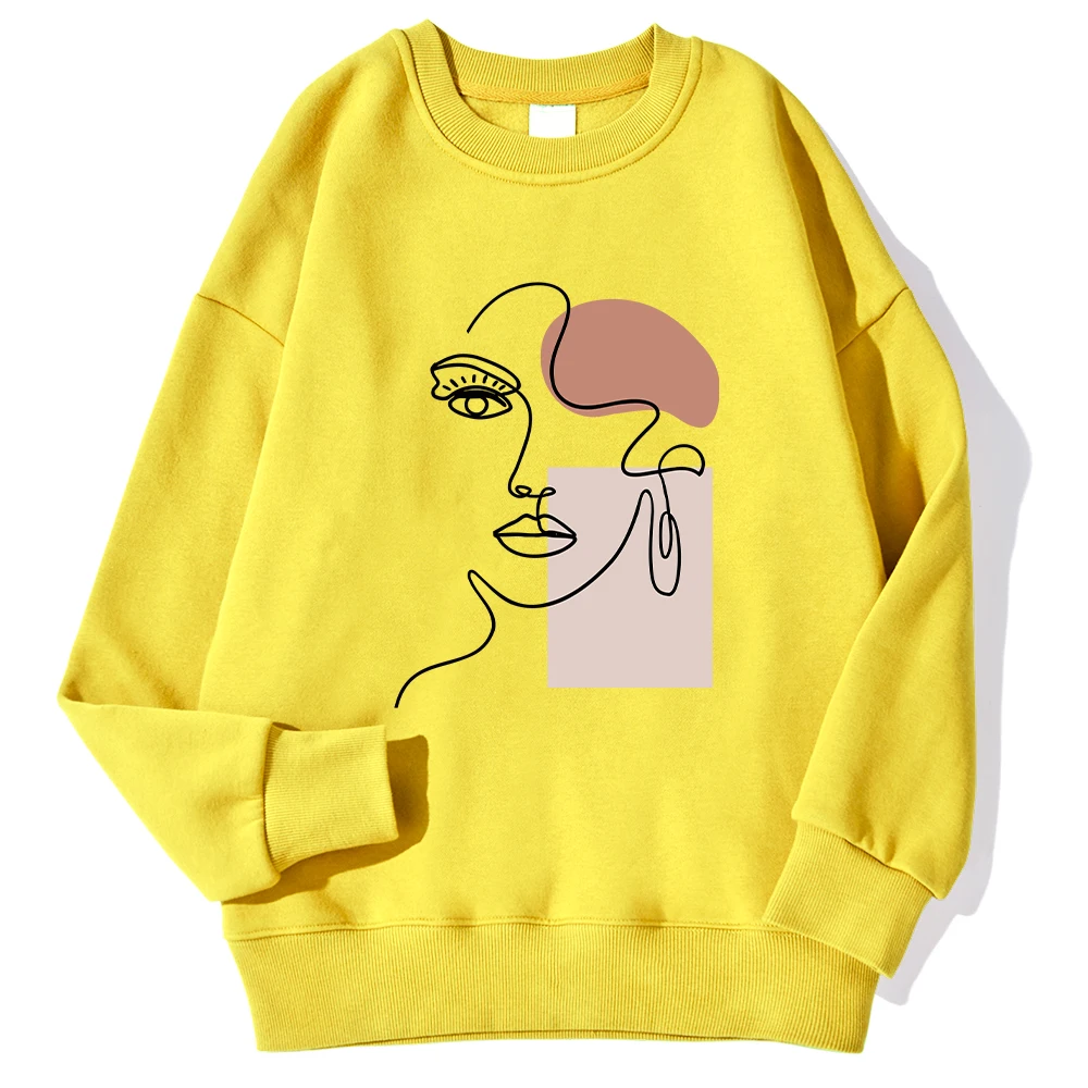 Street Woman Hoodie Simple Strokes Of Beautiful Women Printing Sweatshirt Crewneck Soft Fleece Pullover Autumn Winter Clothing