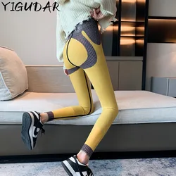 Pantalones cálidos de tiburón de Yoga para mujer, ropa interior de gusano de seda dorada, pantalones ajustados de cintura alta, Leggings sexys, ropa de invierno