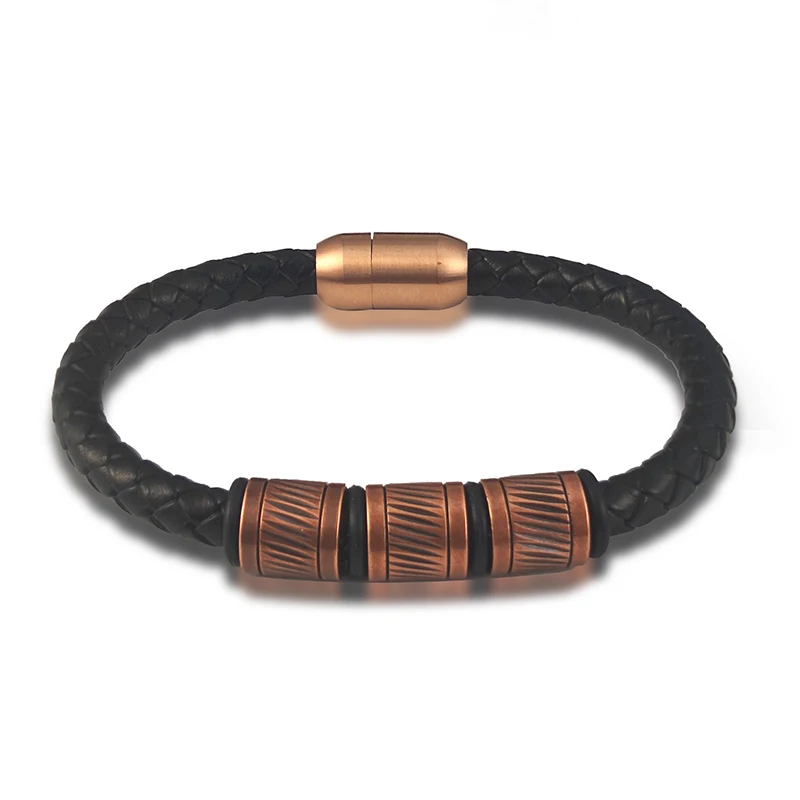 New Fashion Bronze Beaded Accessories Single Classic Leather Bracelet for Men High Quality Leather Bracelet Men Jewelry Gift