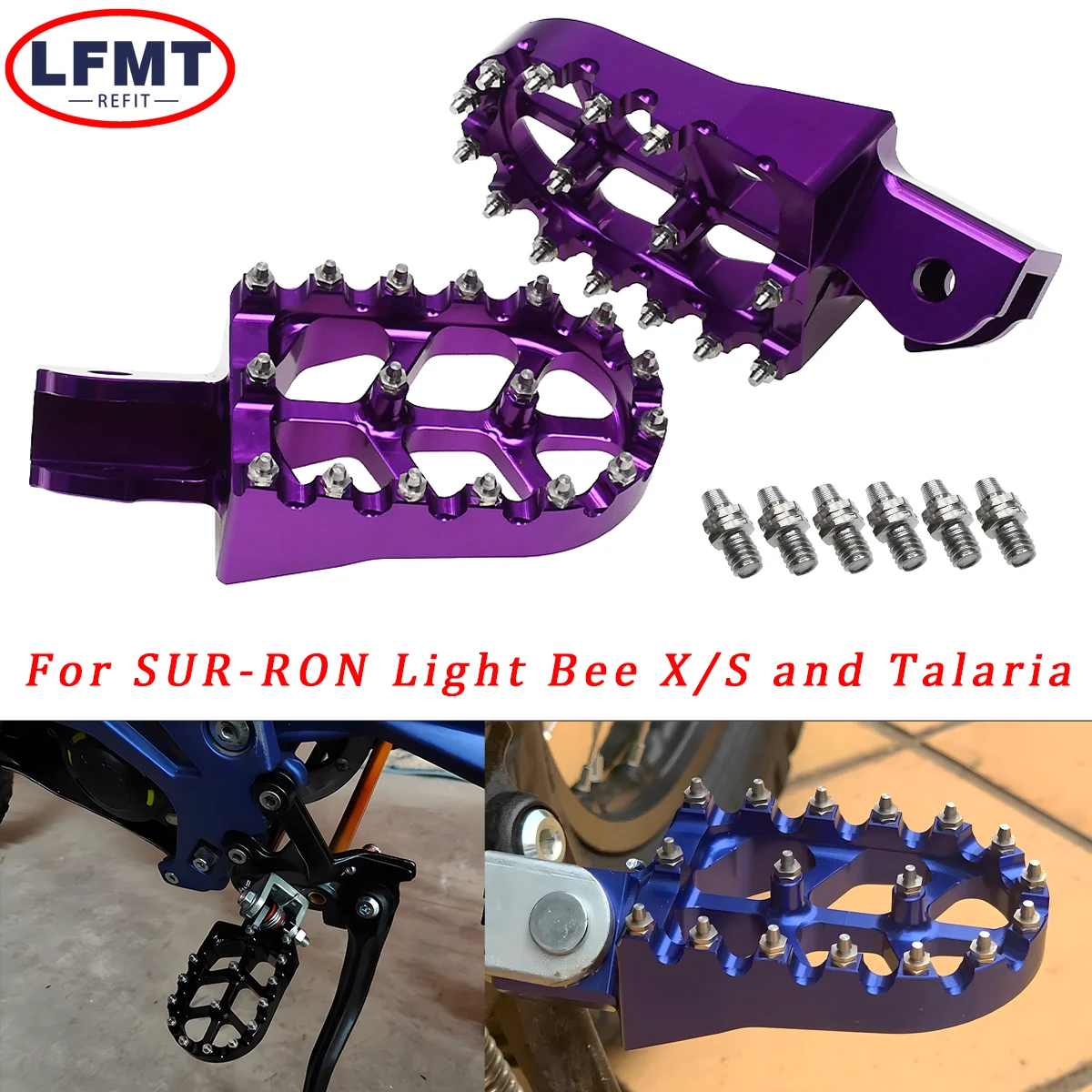 

For Sur-Ron Sur Ron Surron X S Light Bee Off-Road Electric Vehicle Motorcycle CNC Footpegs Footrests Foot Pegs Rests Pedals Pad