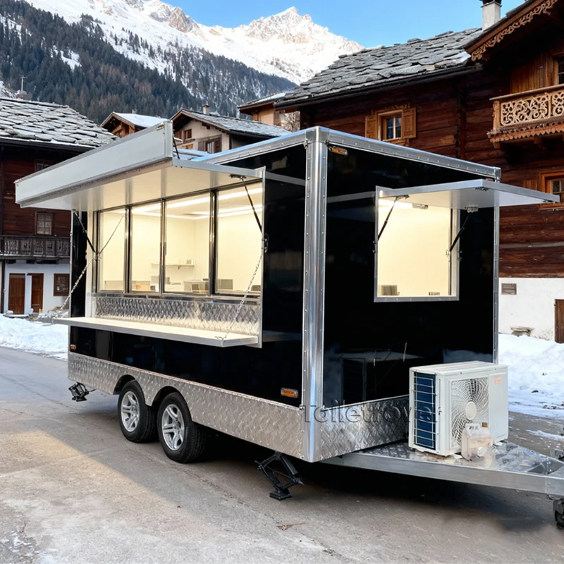

Street Vintage Container-Food-Truck Ice Cream Waffle Crepe Pastry Coffee Trailer Custom Premium Food Truck with Full Kitchen