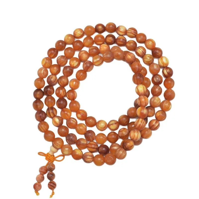 20mm Full Translucent Emperor Blood Dragon Wood Northeast Agarwood Pine Seed 108 Prayer Beads Bracelet Men Women