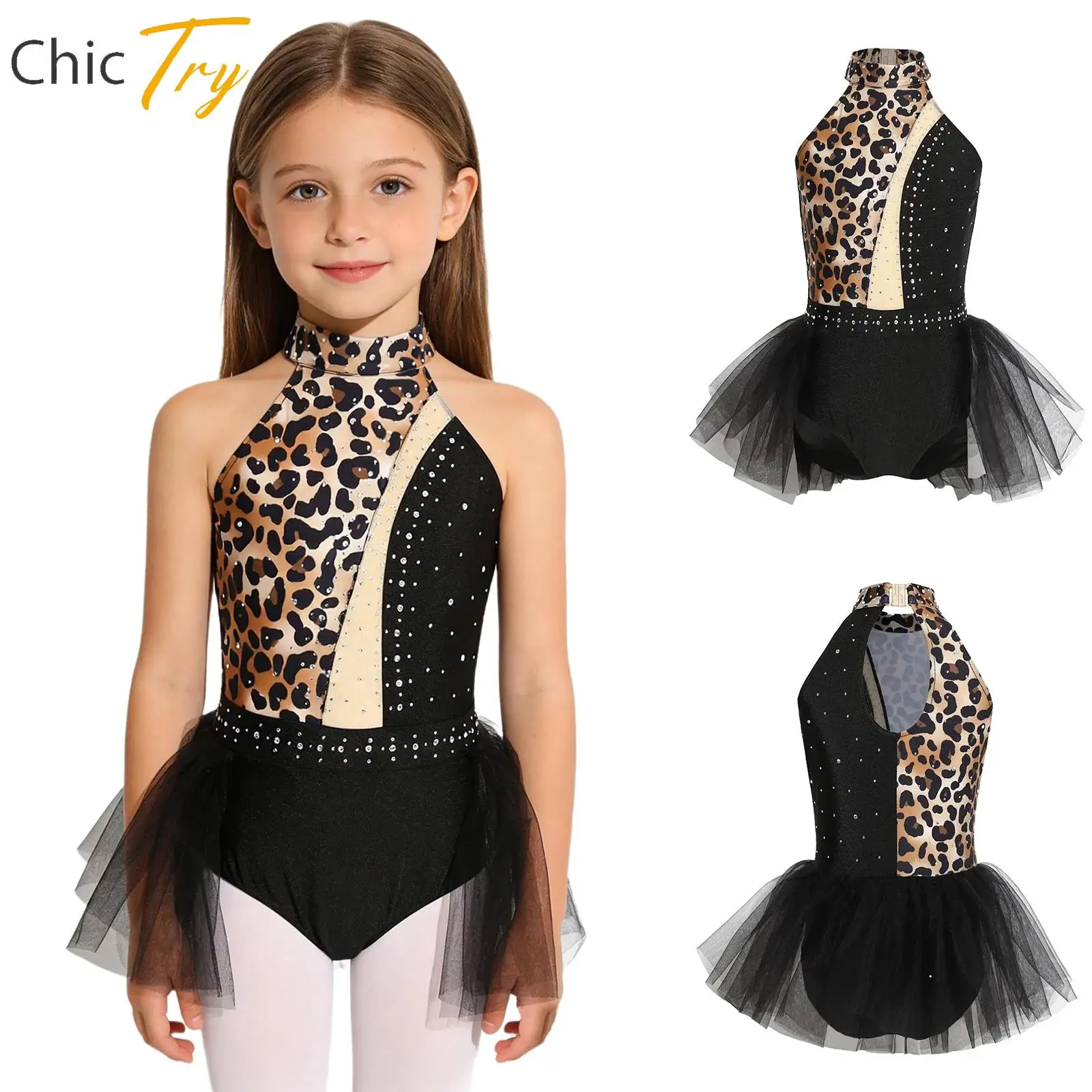 

Kids Girls Shiny Rhinestones Leotard Tutu Bodysuit with Tulle Skirted Ballet Jazz Dance Performance Costume Caveman Outfits