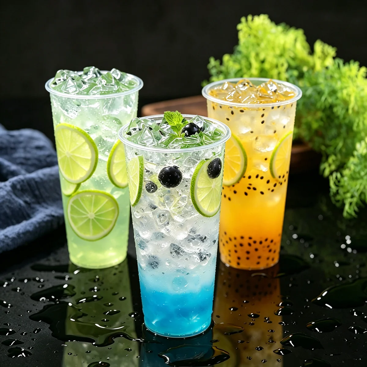 Modelo de Té Helado de Frutas Artificiales de 700ml, Bebida Artificial Realista de Limón, Lima y Maracuyá de 23.67oz, Accesorio para Exhibición en Cafeterías y Fotografía de Alimentos