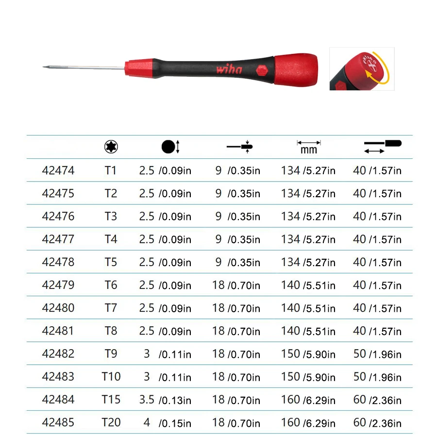 WIHA TORX®Precision Screwdriver Fine-blade Screwdrivers Suit for Watch Phone Repair Electric Tool NO.267P