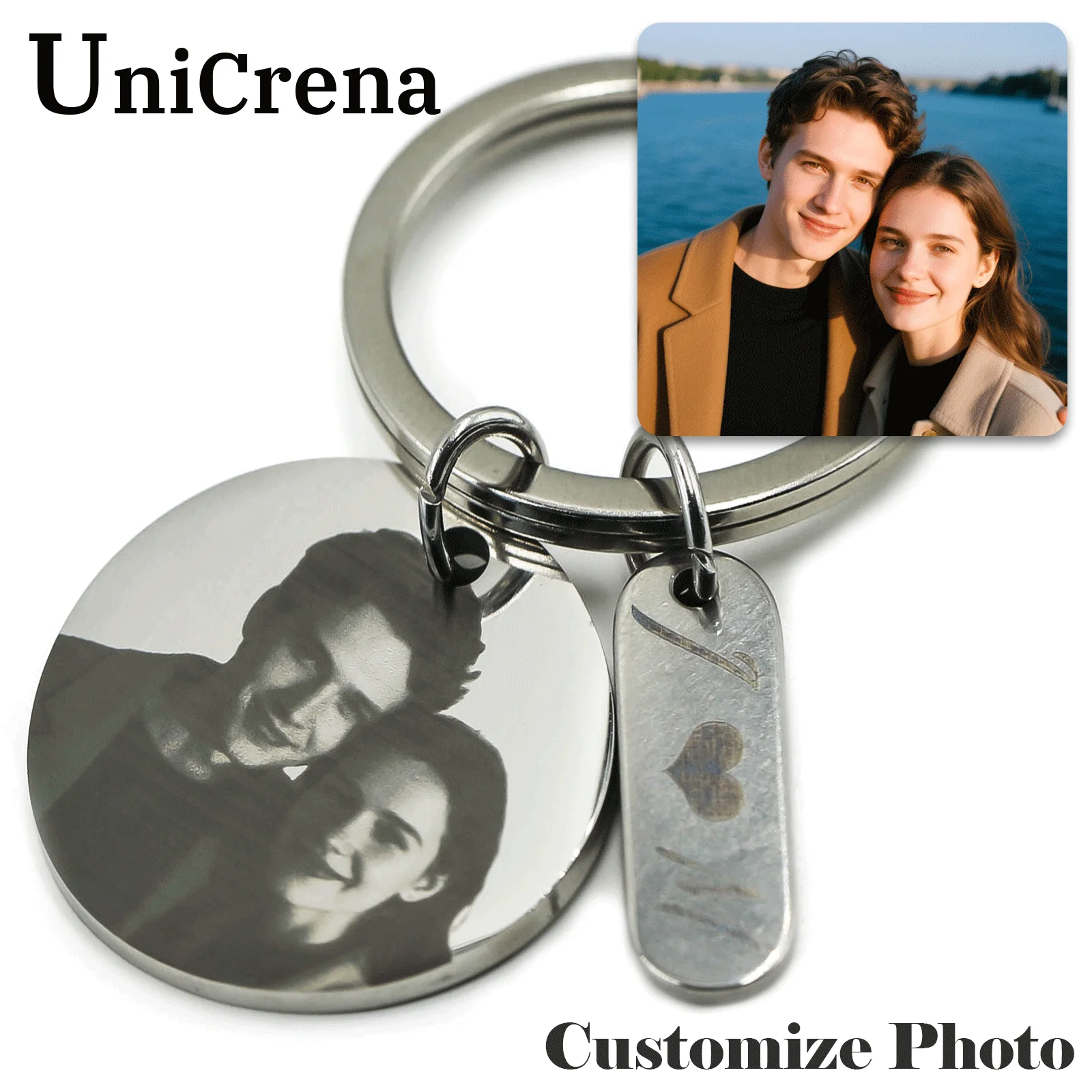 

Unicrena Elegant Stainless Steel Keychain for Women–Personalized Laser Engraved Custom Name Logo Pet Accessories DIY Gift Idea