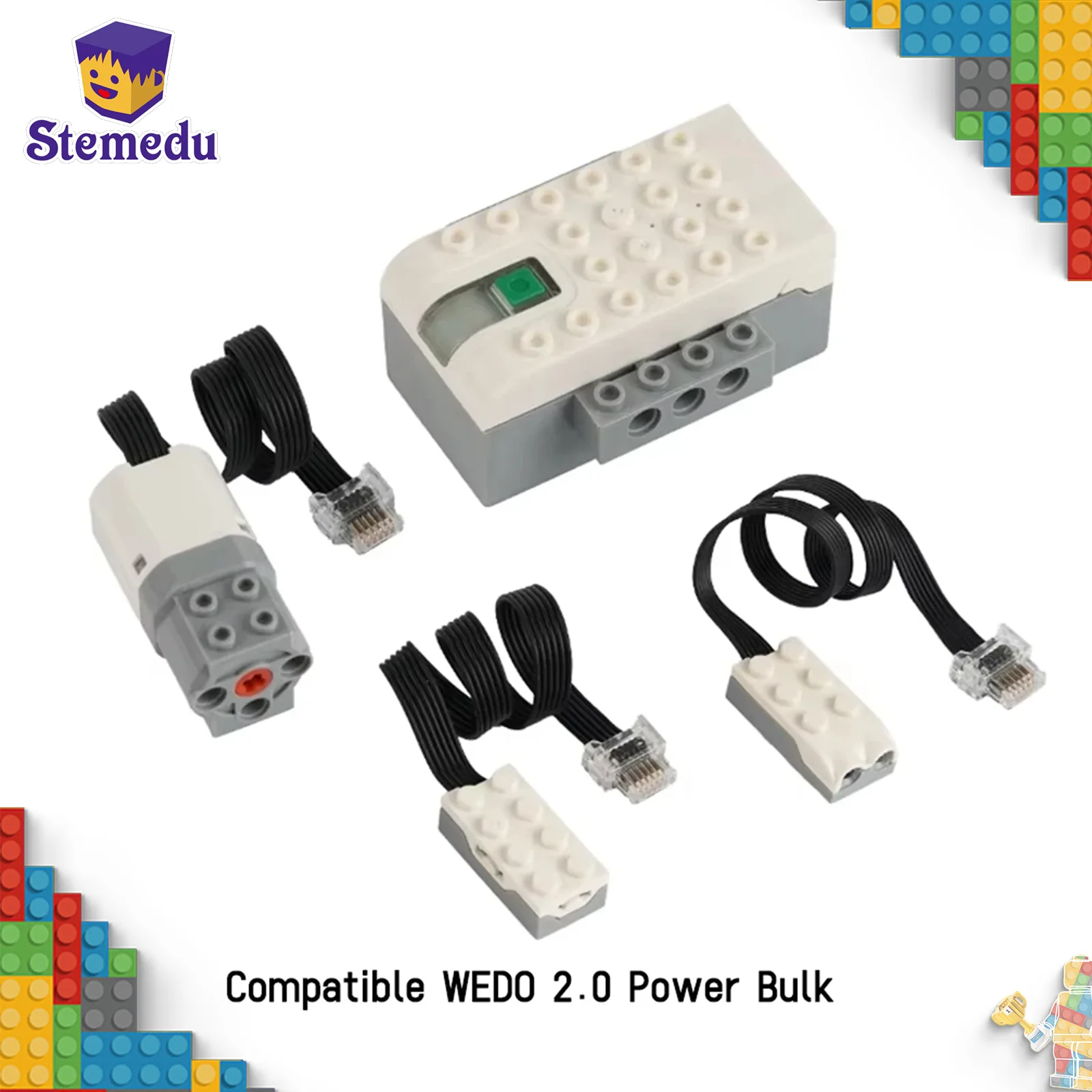 MOC Buiding Blocks Power Bulk compatibile con WEDO 2.0 EV3 20841 20844 45300 19071 Mozzo tecnico/motore medio/inclinazione/sensore di movimento