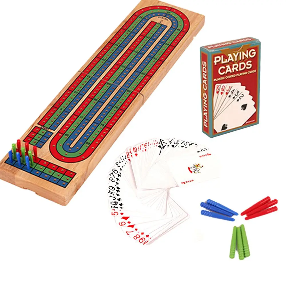 Wooden Cribbage Wars Board Game Classic With Built-in Storage Compartment Cribbage Board Game Set Scoreboard