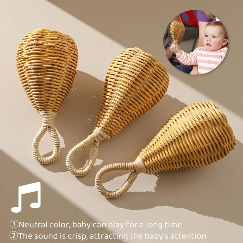 Infant Weep Tear Rattles Baby Rattan Mobile Toy Bed Bell Educational Toys Safe Food Grade Hammer Musical Weaving Rattan Rattles