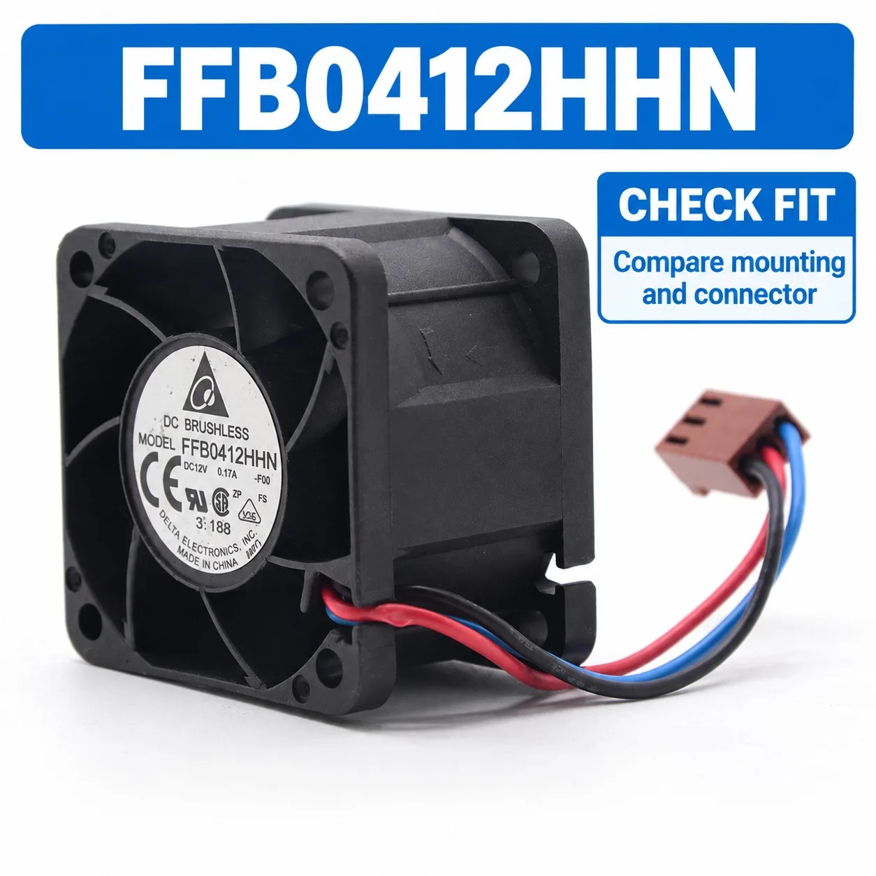 FFB0412HHN Server Fan 40x40x28mm 4028 1U DC 12V 0.17A Dual Ball Bearing Cooling for Delta