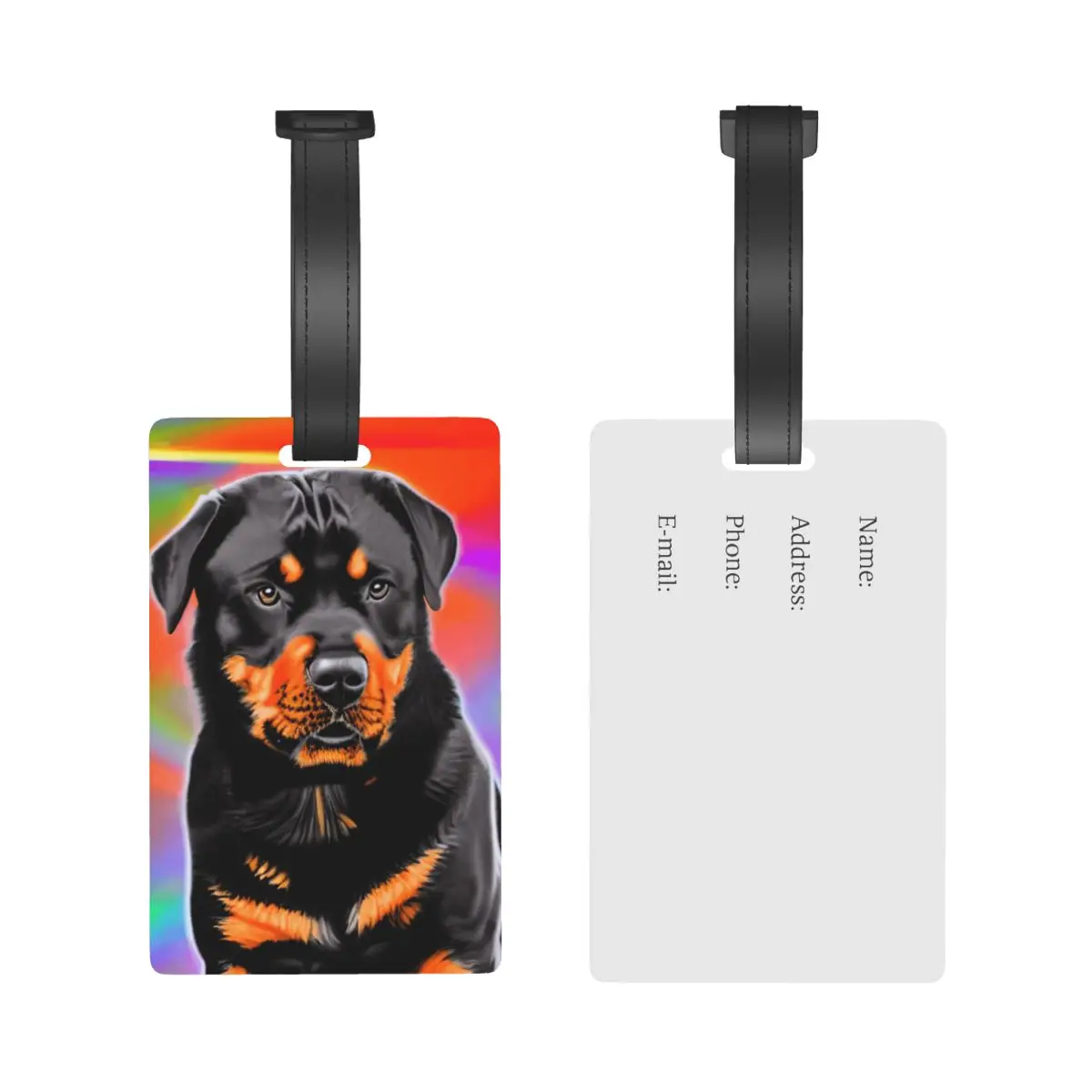 Rottweiler Dog Luggage Tags Suitcase Accessories Travel PVC Fashion Baggage Boarding Tag Portable Label Holder ID Name Address