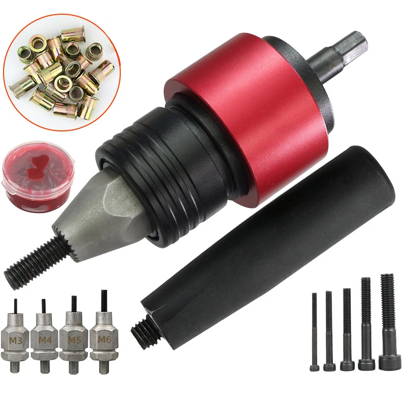 Rivet Nut Tool Riveting Cordless Riveting Drill Electric Adapter Insert Nut Tool For Household Metal Easily Handle Parts M3-m8