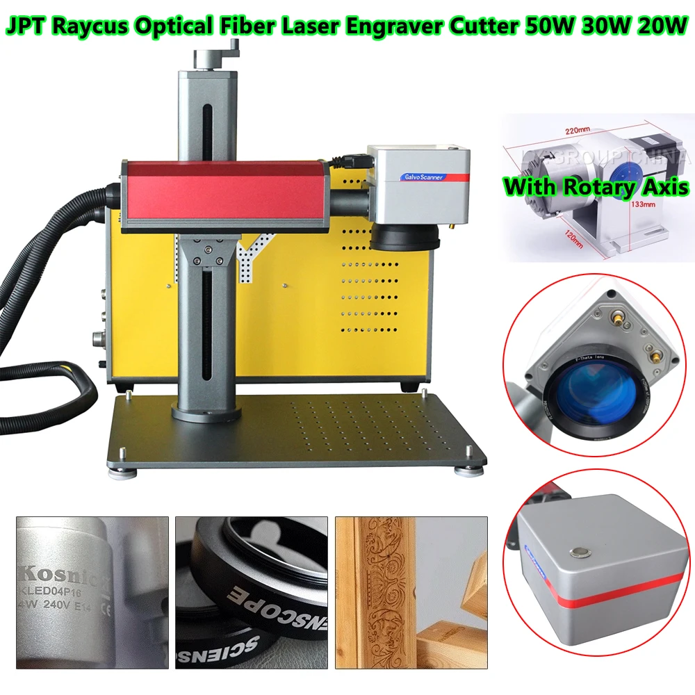 

50W 30W 20W Laser Engraver Cutter Optical Fiber Marking Cutting Machine with Rotary Axis Separated JPT-LP/EM7 Raycus for Metal