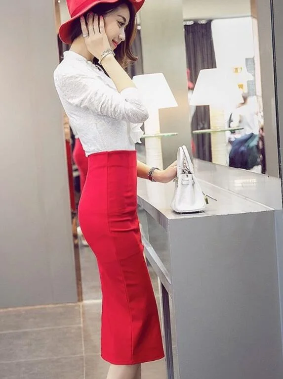 New Women's Long Professional Skirt high Waist After The Split Slim Package Hip One Step Skirt S-5XL image 4