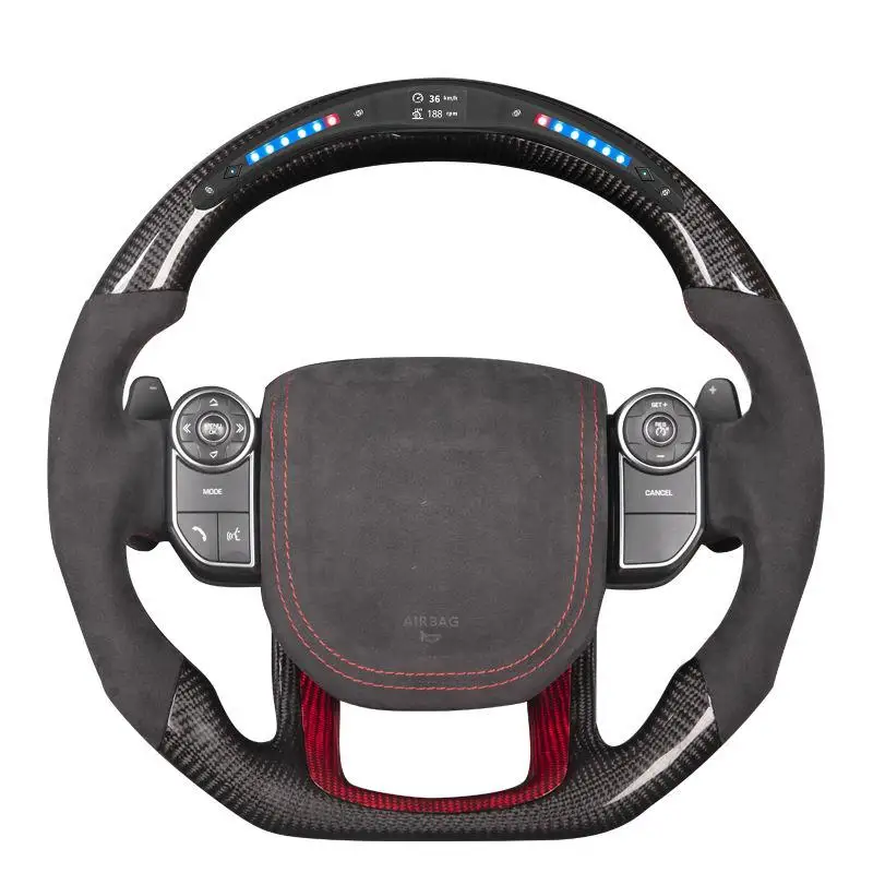 

LED Screen Four-Spoke Multifunction Carbon Fiber Sport Steering Wheel For Land Rover