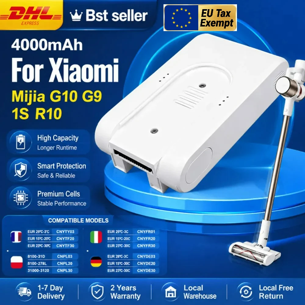 25,2V 5000mAh Wiederaufladbare Lithium-Ionen-Batterie für Xiaomi Mijia Dreame DGDXT-7S1P-001 G9 G10 Kabelloser Staubsauger Zubehör