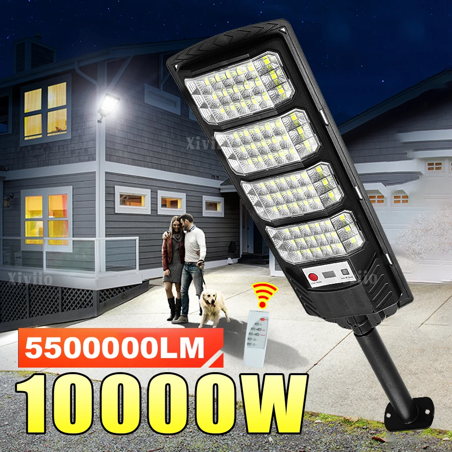 

10000W Outdoor Solar Lamp Ultra Powerful Solar Outdoor Lights 320° Lighting Waterproof Brightness Adjustable Street Spotlights