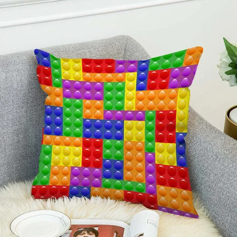 Pillowcase 45*45 Building Blocks Decorative Pillows Cushion Cover 50x50 Pillow Cases for Bed Fall Decoration Lounge Chairs 40*40