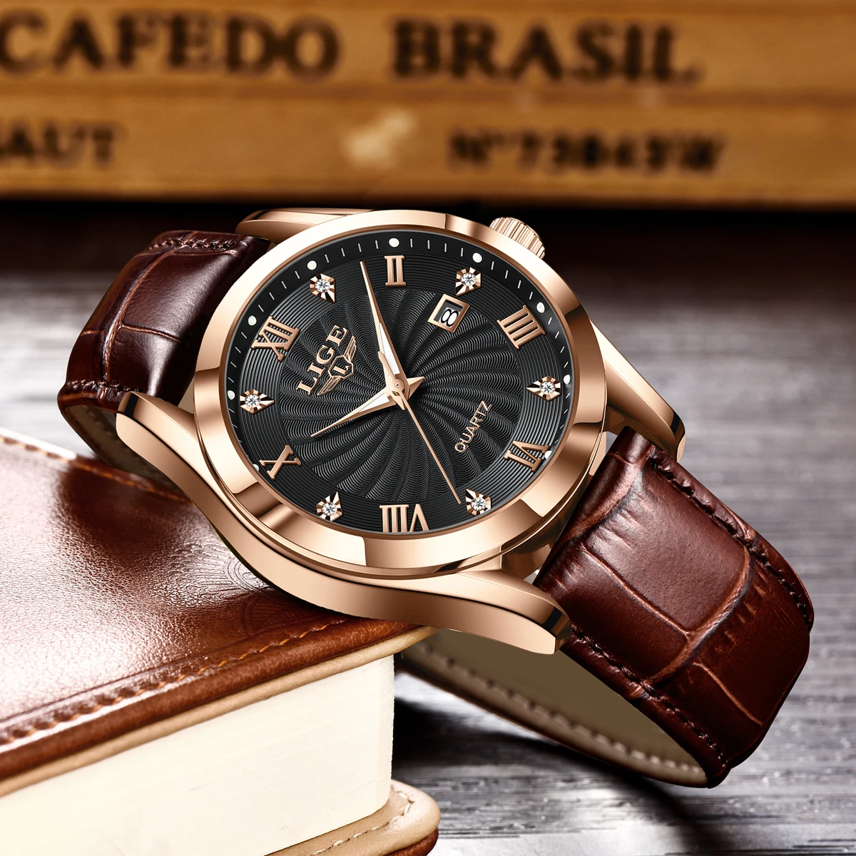 LIGE Brand Luxury Leather Watch Men Fashion Business Men Watch Military Sport Quartz Chronograph Clock Male Waterproof Watches