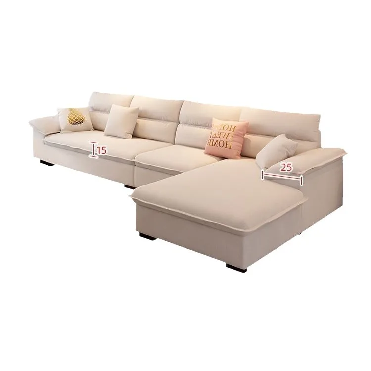 

Cotton and linen fabric sofa Nordic cream style living room small apartment, modern and simple