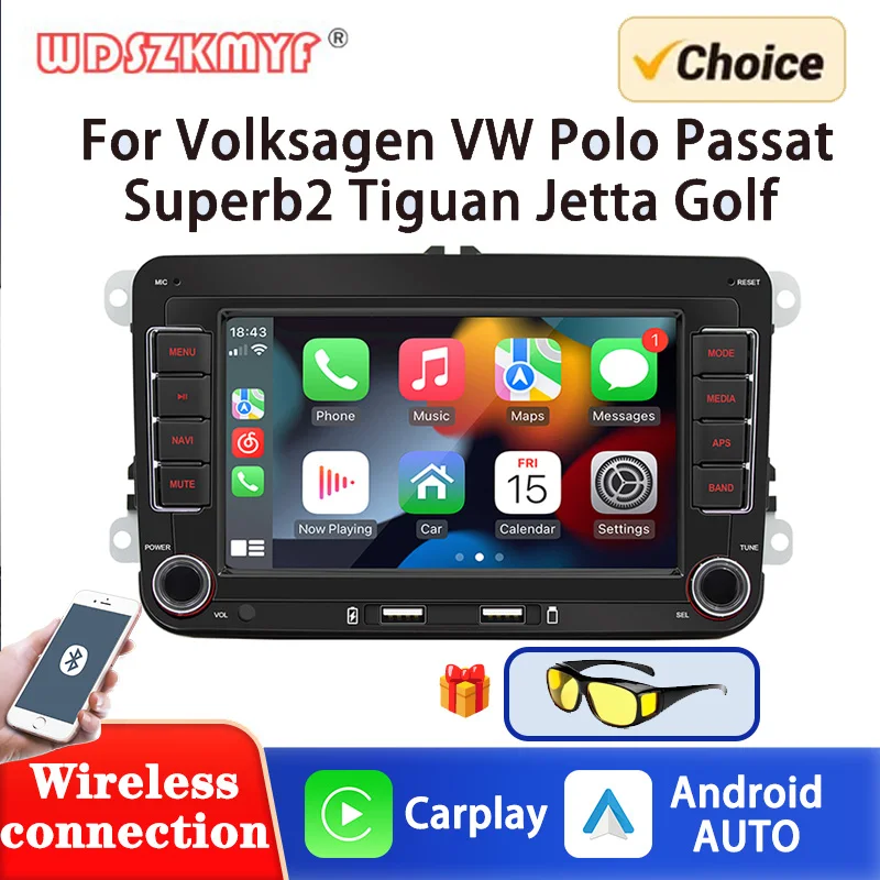 

Car Radio 7inch Car Multimedia Player GPS Navigatio Android13 32G For Volkswagen Skoda Octavia Golf5 6 Touran Passat Polo Jetta
