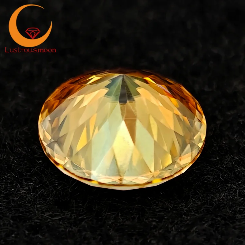 

100 Faceted Cut Golden Yellow Color Round Shape Moissanite Stone GRA Report VVS1 Pass Diamond Tester Beads for Jewelry Making