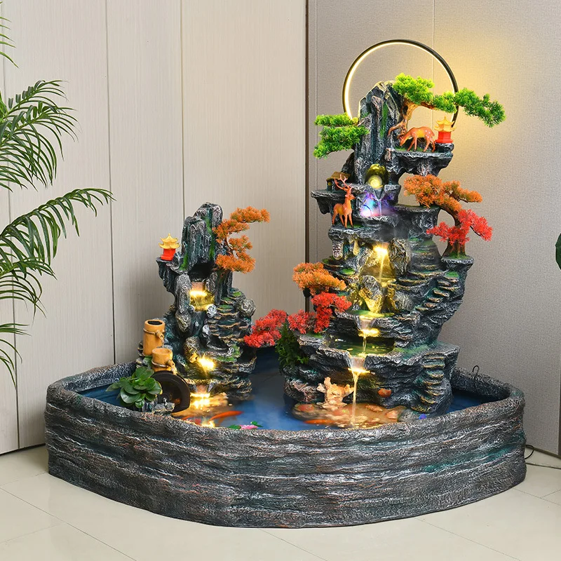 

Garden rockery flowing water fountain feng shui wheel floor-to-ceiling indoor fish pond landscaping decoration lucky ornament