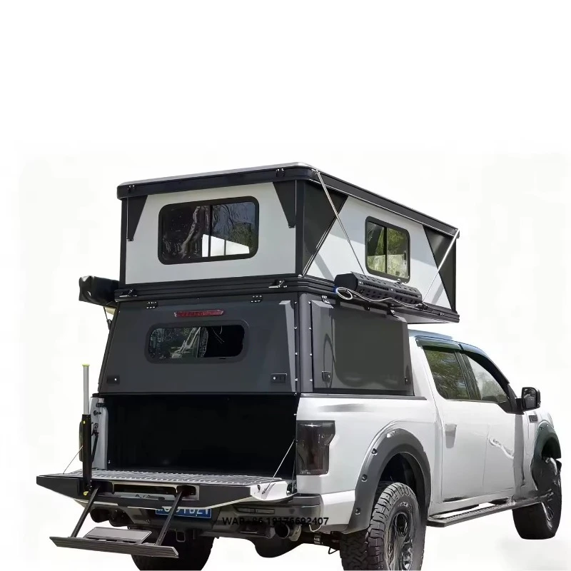Lightweight Pop up Truck Bed Camper with Foldable Roof Tent Portable Pickup Camping Cabin for Outdoor Travel