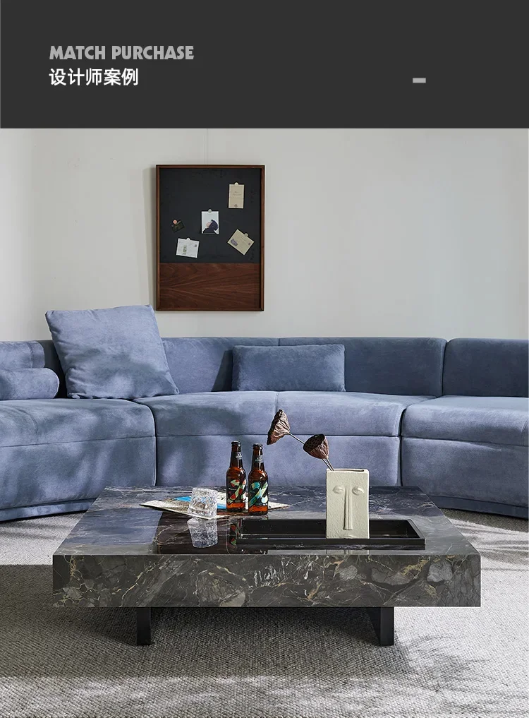 Nordic Modern Minimalist Stone Plate Small Apartment Square Tea Table