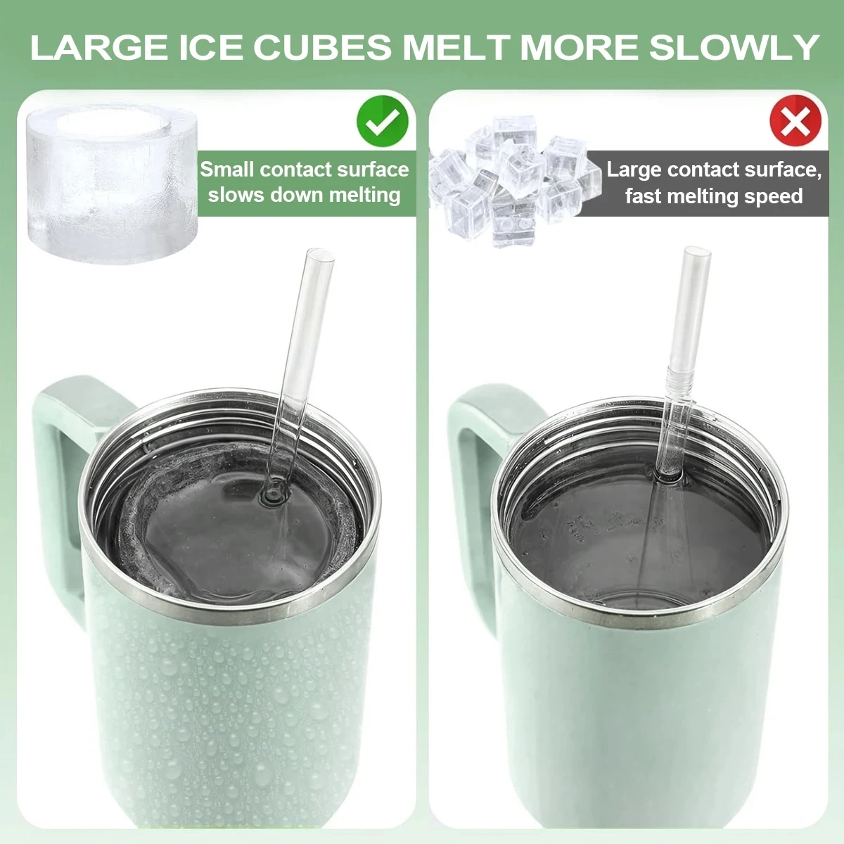 Cylinder Ice Cube Tray For Stanley Cup Tumbler, Collapsible Reusable Silicone Ice Molds 3-Grid For Drink Juice Coffee