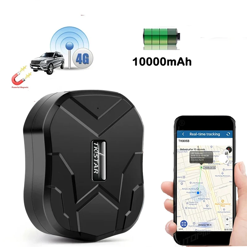 TKSTAR 4G GPS Tracker TK905B Car Vehicle GPS 10000 mAh Long Standby Strong Magnet GPS Locator Free Web App GPS Vehicle Tracker