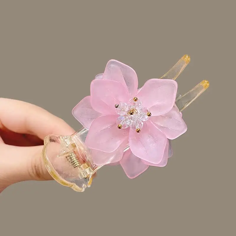 Korean Camellia Flower Do Hair Clip Double Pearl Colorful Grab Clip Marble Head Daily Hundred Headdress Women's Models