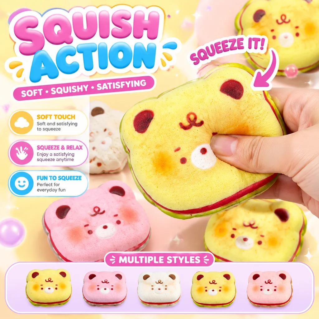 Slow Rebound Cute Burger Stress Relief Toy Squishy Squeeze Toy Popular Model Ornament Window Display Xiaohongshu Same Style