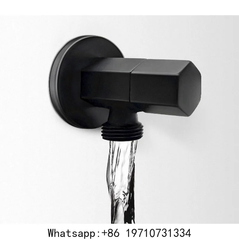 Kitchen and bathroom faucet hot and cold angle valve, copper cast black 4-inch interface toilet spray gun triangle valve