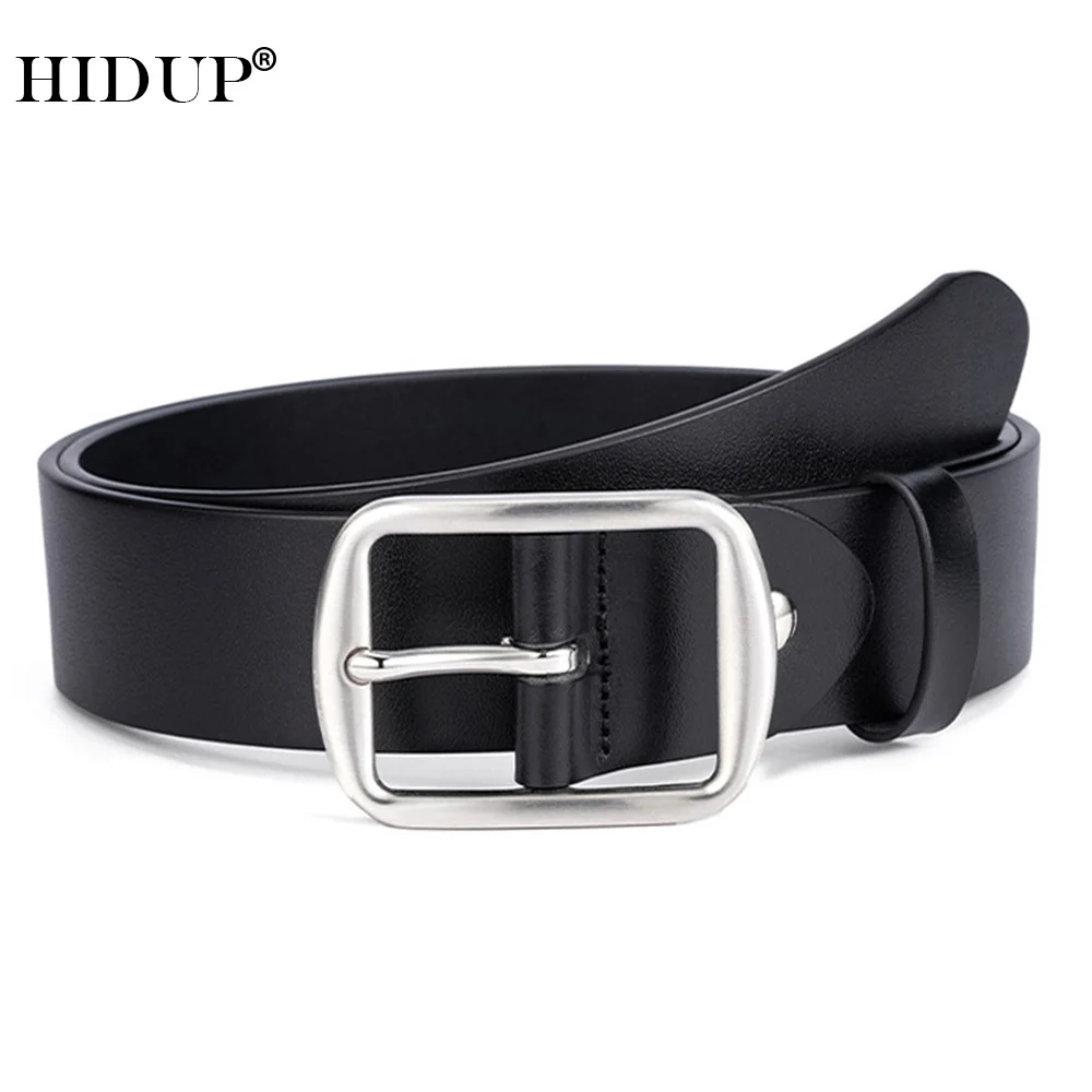 

HIDUP 3.8cm Width Men's Cowhide Stainless Steel Pin Buckle Leather Belt Jeans Accessories