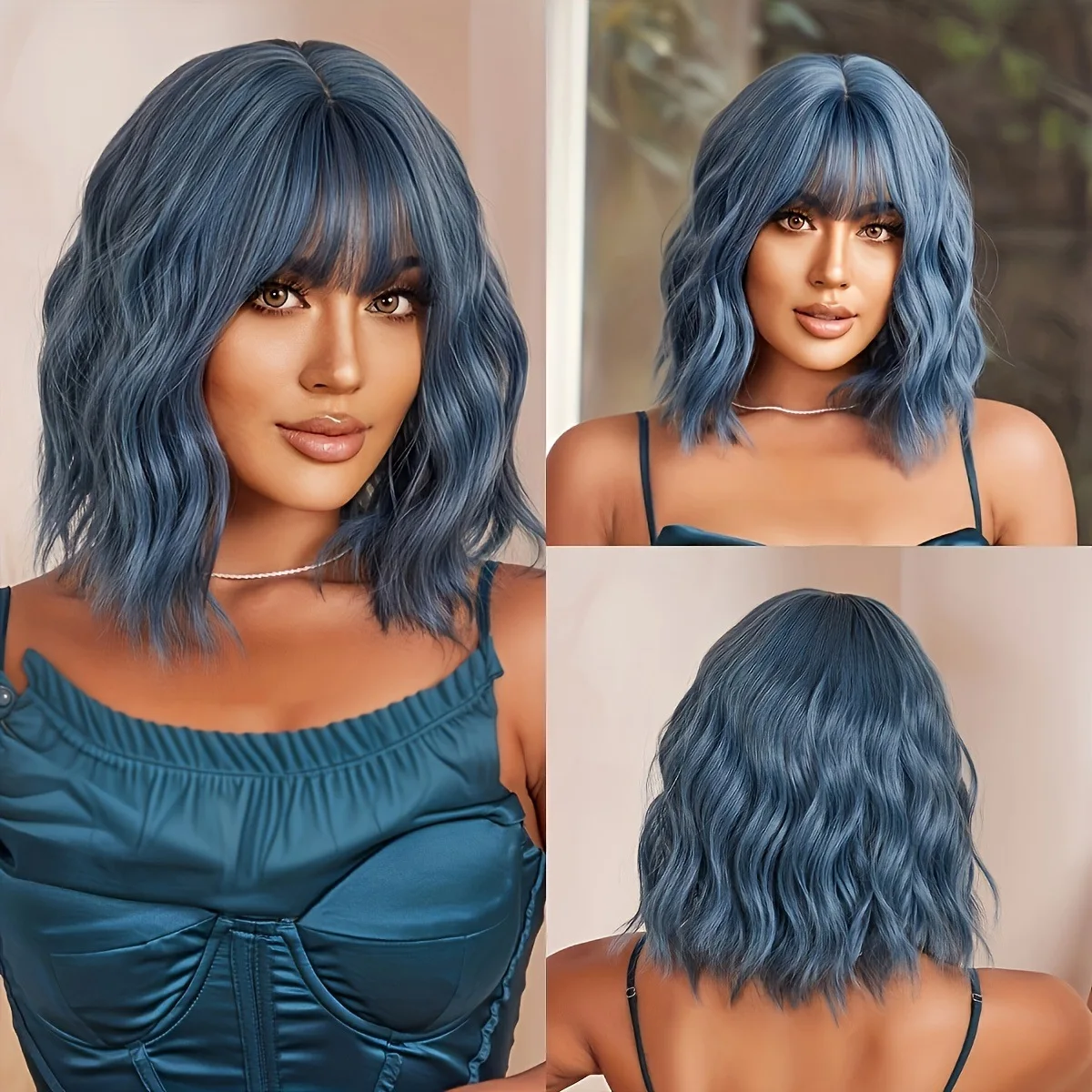 

European and American wig female Bobo head air bangs fluffy short curly hair chemical fiber mechanism high temperature silk wig