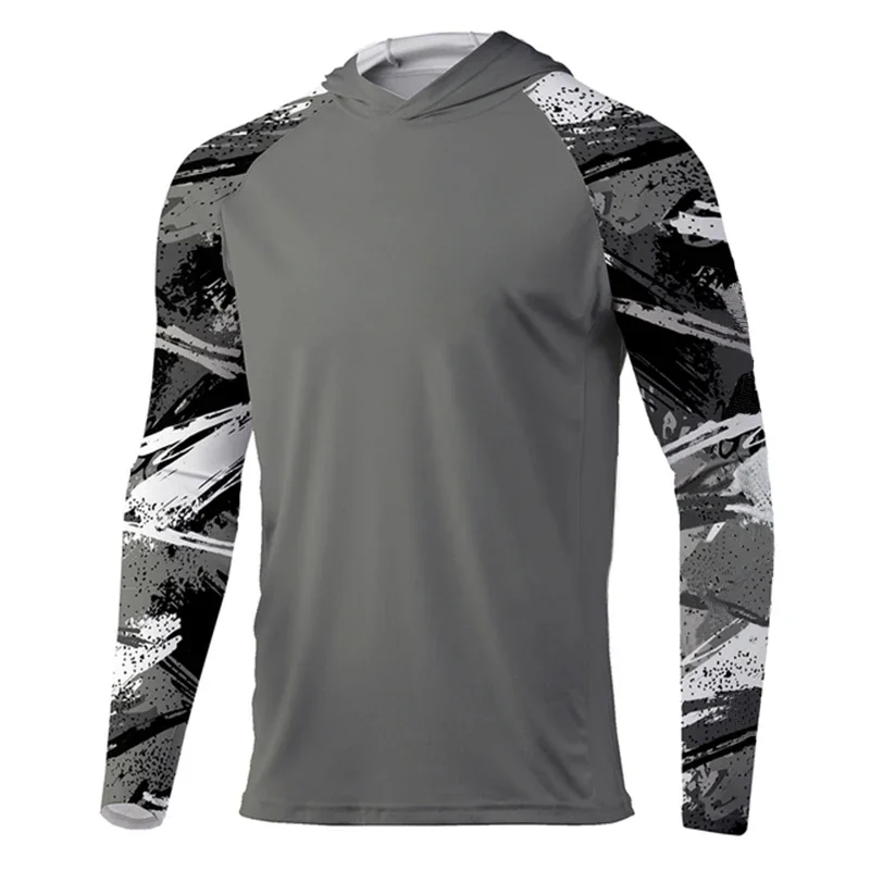 2023 New Men's hooded Performance Fishing T-Shirt Outdoor Long Sleeve Mesh Apparel UV Protection Angling Clothing UPF 50+