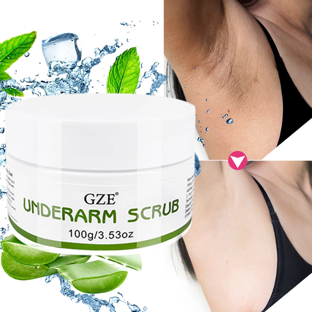 GZE Underarm Scrub with Peppermint, Aloe Vera and Walnut Shell Powder, Underarm Scrub Helps on Removing Odor, Deep Cleanse