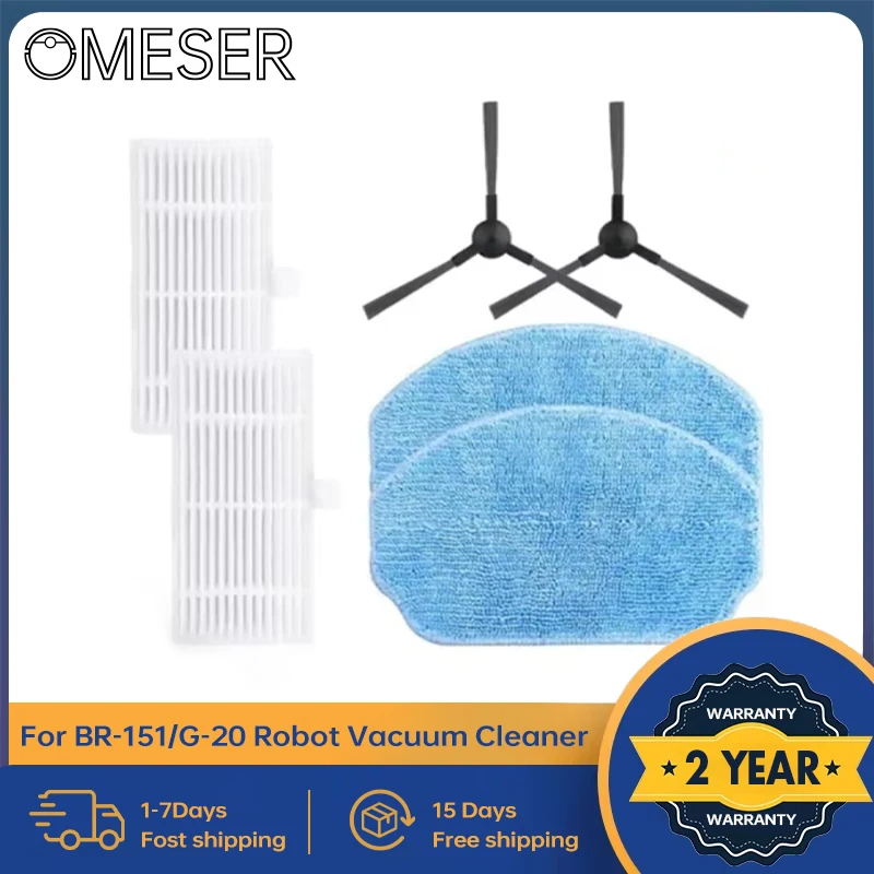 ZCWA For BR151/G20 Robot Vacuum Cleaner Side Brush Mop Cloths Rag Hepa Filter Accessories Parts Spare